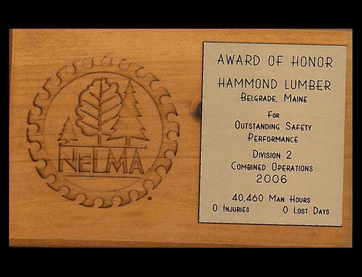 Outstanding Safety Performance Hammond Lumber Company 2006