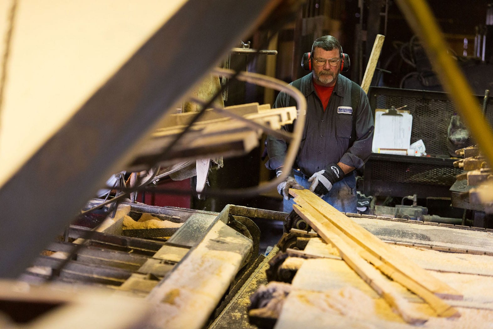 Hammond Lumber Company Sawmill Belgrade Worker with boards