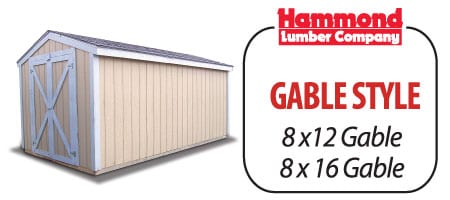 Storage shed storage building Gable Hammond Lumber Company 8'x12' 8'x16'