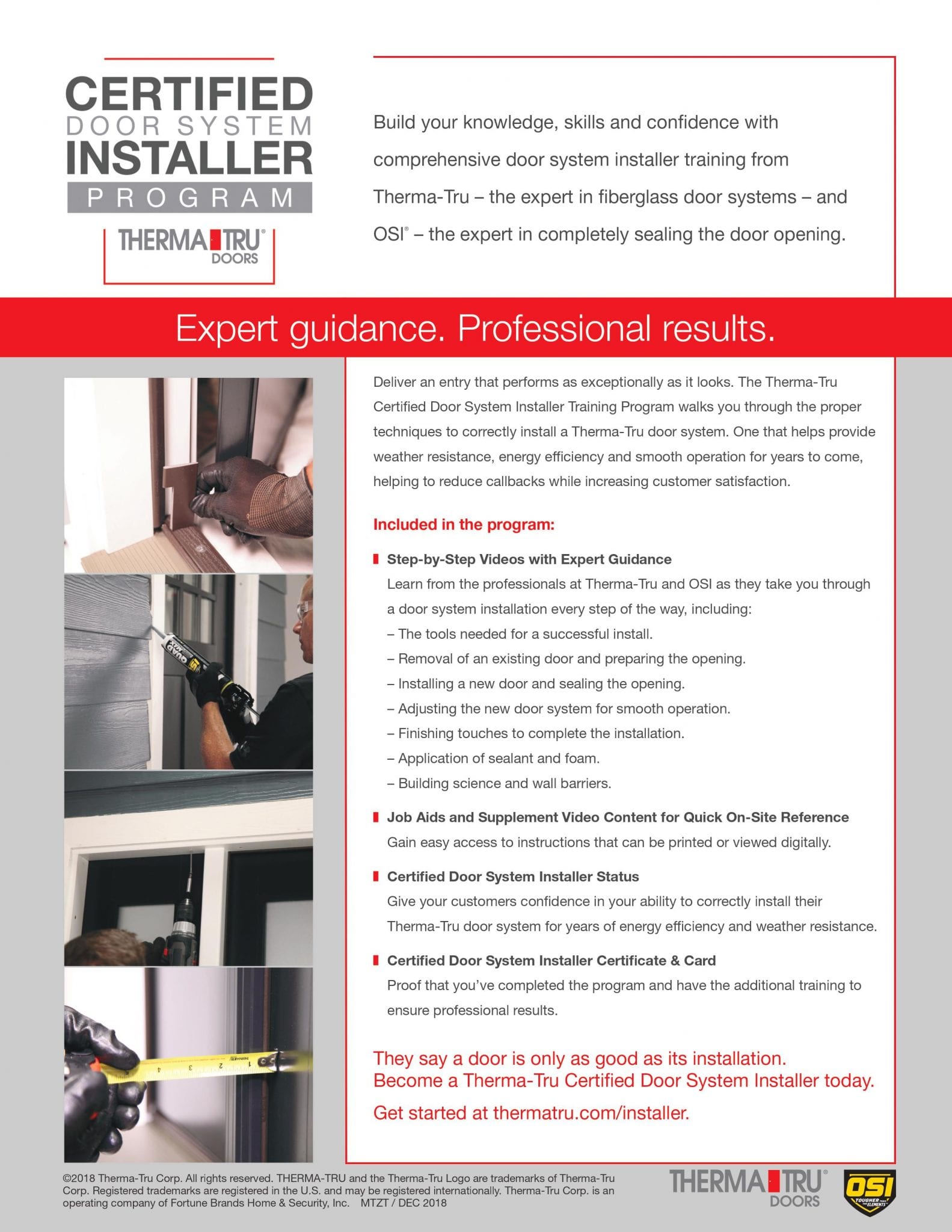 Therma Tru Certified Installer Training Flyer